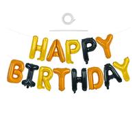 TONIFUL Banderole de ballons de 40,6 cm avec lettres pour anniversaire « Happy Birthday » avec ruban et paille, banderole de ballons en mylar de 40,6 cm avec lettres anniversaire réutilisable pour la