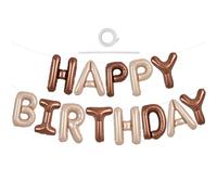 TONIFUL Banderole de ballons « Happy Birthday » en chocolat brun clair 16 pouces en Mylar avec lettres en feuille métallique, panneau de fête réutilisable pour filles, garçons, enfants et adultes pour