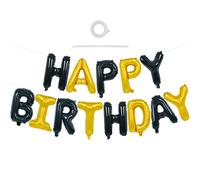 TONIFUL Bannière de Ballon Joyeux Anniversaire avec Ruban et Paille, 40,6 cm, Lettres en Mylar, Guirlande de Fanions, Réutilisable, pour Filles, Garçons, Enfants et Adultes, Anniversaire, Halloween