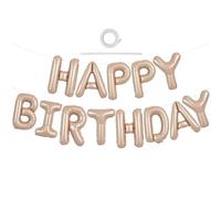 TONIFUL Bannière de ballons « Joyeux Anniversaire » marron clair, 40,6 cm, lettres en feuille Mylar marron clair, panneau d'anniversaire pour filles, garçons, enfants et adultes, décorations