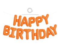 TONIFUL Bannière de ballons orange « Happy Birthday » en feuille Mylar de 40,6 cm - Bannière réutilisable pour filles, garçons, enfants et adultes - Décorations d'anniversaire et fournitures de fête