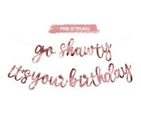 TONIFUL Bannière « Go Shawty It's Your Birthday » - Bannière « Go Shawty It's Your Birthday » - Sans bricolage - Bannière « Happy Birthday » à paillettes sur le thème du rap pour homme et femme