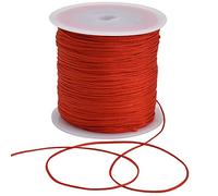 TONIFUL Cordon en nylon satiné pour la fabrication de bracelets, bijoux, queue de rat, macramé, perles en vrac, kumihimo, nœud chinois, loisirs créatifs - 1 mm x 91,4 m (rouge)