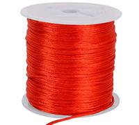 TONIFUL Cordon en nylon satiné pour la fabrication de bracelets, bijoux, queue de rat, macramé, perles en vrac, kumihimo, nœud chinois, loisirs créatifs - 1,5 mm x 46,2 m - Rouge