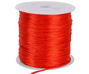 TONIFUL Cordon en nylon satiné pour la fabrication de bracelets, bijoux, queue de rat, macramé, perles en vrac, kumihimo, nœud chinois, loisirs créatifs - 1,5 mm x 46,2 m - Rouge
