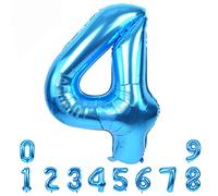 TONIFUL Geant Ballon Chiffre Numéro 0 to 9 Anniversaire Chiffres bleu Ballon, 40 Pouces Numéro 4 Hélium Foil Géant Numéro Ballon Décoration Grand Nombre de Ballons Fête Festival Mariage Party (4)
