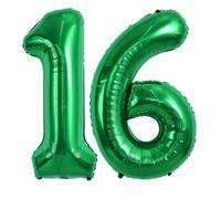 TONIFUL Grand ballon à l'hélium en forme de chiffre 16 ou 61 en mylar pour décoration de fête de 16e, 61e ou 61e anniversaire, vert foncé