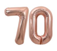 TONIFUL Grand ballon à l'hélium en forme de chiffre 70 en feuille Mylar pour 70e anniversaire - 101,6 cm - Or rose