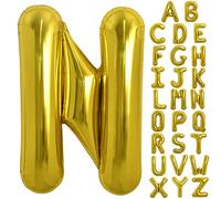 TONIFUL Grand ballon en forme de lettre N dorée de 101,6 cm en aluminium Mylar pour décoration de fête d'anniversaire, anniversaire de mariage