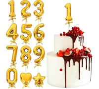 TONIFUL Karen's Cake Toppers Décoration de gâteau d'anniversaire 3D avec chiffres 1 pour 1er anniversaire de mariage Doré
