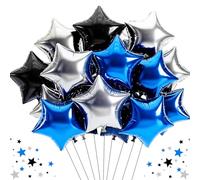 TONIFUL Lot de 15 grands ballons en aluminium Mylar en forme d'étoile pour anniversaire, mariage, fête prénuptiale, anniversaire de mariage, fiançailles, décoration de fête - 45,7 cm - Bleu marine