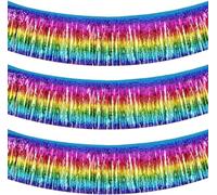 TONIFUL Lot de 3 guirlandes de rideaux à franges en feuille métallique arc-en-ciel foncé à suspendre au mur pour voiture, défilé, fête prénuptiale, mariage, anniversaire, Pâques, remise de diplôme (9