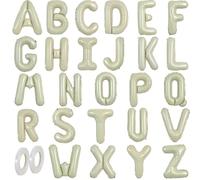 TONIFUL Lot de 52 ballons en feuille Mylar avec lettre de l'alphabet personnalisée pour anniversaire, célébration, remise de diplôme - 40,6 cm - vert crème