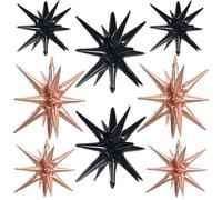 TONIFUL Lot de 8 grands ballons en mylar noir et or rose pour toile de fond de fête, Noël, Nouvel An, anniversaire, mariage, fête prénatale, anniversaire de mariage