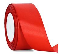 TONIFUL Ruban de satin rouge solide de 4 cmx22 m de large pour décoration de voiture de mariage, décoration de chaise, travaux manuels, emballage cadeau, couture florale, décoration de fête