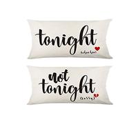 Tonight or Not Tonight Housse de coussin réversible en lin 30,5 x 50,8 cm pour canapé, anniversaire de mariage, cadeau pour couples, mariage, fiançailles