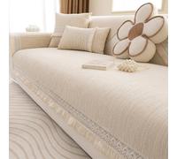 TONINMM Housse Canapé Chenille Texturée À Bordure Florale, Panneaux Modulaires pour Canapés, Fauteuils Et Sièges De Salon