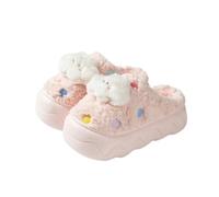 TONINMM Pantoufle Femme Adorables Pantoufles Compensées en Peluche, Pantoufles D'Intérieur d'hiver pour Femmes, Antidérapantes Et Chaudes, avec Ou sans Talon