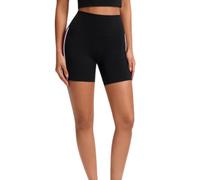 TONINMM Short De Sport Femme Legging Taille Haute avec Empiècements Latéraux Contrastés, Coupe Mi-Cuisse, Idéal pour Le Cyclisme Et L'Entraînement-Noir-8