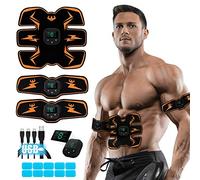 Tonique musculaire EMS Ab Stimulateur avec 10 coussinets en gel - Rechargeable par USB pour l'abdomen, les bras et les jambes, équipement de tonification pour homme et femme
