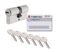 ToniTec Cylindre de serrure TEC440 d'ABUS Cylindre de fermeture à combinaisons multiples pour serrure de porte 30/65 mm avec 6 clés et CodeCard