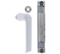 ToniTec Kit de réparation pour fenêtre en métal Schüco composé d'une poignée enfichable blanche 234007, d'un engrenage de chambre de 23 mm DIN à droite 243034 et d'une rosace 247091