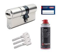 ToniTec Kit de serrure de porte Abus Bravus 2000 MX, avec carte de sécurité, cylindre de serrure modulaire, fermeture identique N&G, 3 clés et spray d'entretien ToniTec - Taille 45/55