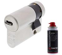 ToniTec Kit serrure à cylindre ABUS en tant que demi-cylindre EC550 avec 3 clés taille 10 45 mm + spray d'entretien ToniTec