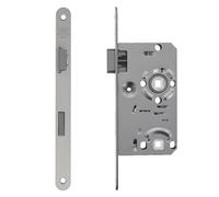 ToniTec Serrure encastrée pour WC DIN gauche serrure de salle de bain - Distance au canon : 55 mm - Têtière : 20 mm