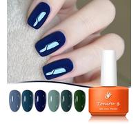 Tonitu G Kit Vernis à Ongles Gel Semi-Permanent 6 Couleurs Kit Vernis Gel Bleu Marine Vert Menthe Forêt Sarcelle Profond Nail Art Design UV LED Manucure DIY Salon Domicile pour Femmes Filles Cadeaux