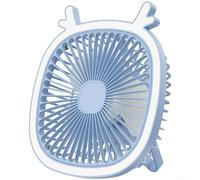 TONIXY 1 ventilateur de bureau USB portable avec lumière LED, 3 vitesses alimentées par batterie rechargeable, plastique compact, pour mini refroidissement, pour bureau, maison, voyage, étude, rose