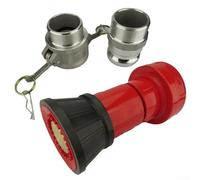 TONIXY Buse de tuyau d'incendie de 5,1 cm, 2 raccords de verrouillage à came en aluminium, équipement professionnel de pulvérisation d'eau de lutte contre les incendies, rouge