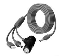 TONIXY Câble d'alimentation 3 en 1 100 W pour Starlink Mini avec chargeur de voiture, câble CC et adaptateur USB-C vers CC pour les besoins de charge du véhicule, du camping et de la maison, 5 m noir