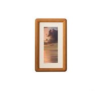TONIXY Cadre photo en bois massif 8 × 15 cm avec finition noyer ou naturel et ouverture en carton beige mat 4 × 11 cm pour afficher des photos (B)