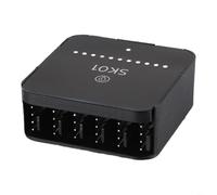 TONIXY Contrôleur de ventilateur PWM 12 V à 6 ports avec bouton et LED Prend en charge l'entrée Type-C ou DC Réglage manuel du ventilateur compact 44,4 mm pour PC de jeu (Type-C + DC)