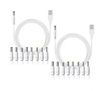 TONIXY Ensemble de câbles d'alimentation CC, USB vers CC avec 8 adaptateurs interchangeables pour appareils électroniques 5 V, 9 V, 12 V, en PVC compact et portable, blanc (blanc -5 V)