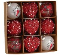 TONIXY Ensemble de décorations de Noël en mousse en forme de cœur pour décoration d'arbre de Saint-Valentin, pendentif champagne, boules de vacances légères en PET 6 cm, 8 cm (rouge, 8 cm)