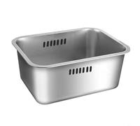 TONIXY Grand bol à vaisselle multifonction en acier inoxydable avec capacité de 10 L pour la préparation des aliments, la vaisselle et le camping en plein air, bassin argenté portable 35 x 26 x 15 cm