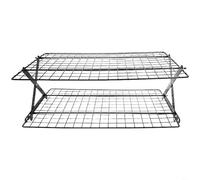 TONIXY Grille de refroidissement pliable, pour la cuisson à plusieurs niveaux, empilable, 2, 3, 4 niveaux, cadre en fer, économie d'espace, refroidissement efficace, facile à nettoyer (deux couches)