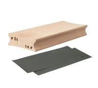 TONIXY Guitar Radius Bloc de ponçage bidirectionnel pour nivellement des frettes de guitare et basse, outil de luthier en bois double taille avec papier abrasif grain 600 (10 14)