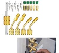 TONIXY Kit d'adaptateur CVC, pour R32 R454B R410A pour systèmes MINI Split, kit de raccords en laiton 1/4 avec extracteur de noyau de valve et joints, pour l'entretien et l'installation de