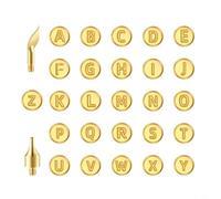 TONIXY Kit de pyrogravure sur bois pour gaufrage majuscules et fer massif Outil à main pour pyrogravure en cuivre (28 pièces)