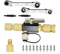 TONIXY Kit d'outils de réparation CVC, extracteur de noyau de valve avec adaptateurs hexagonaux à double joint torique, valve à boisseau sphérique, conception de joint d'étanchéité