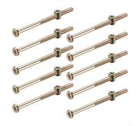 TONIXY Lot de 10 boulons hexagonaux M6 avec écrous, connecteurs d'écrous en acier au carbone plaqué zinc pour lit en bois, meuble, armoire, plan de travail de cuisine, projets d'assemblage