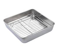 TONIXY Lot de 15 plats de cuisson carrés en acier inoxydable de 5 cm de profondeur avec grille métallique multi-usage pour cuisson à la vapeur 15, 20, 24 cm