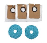 TONIXY Lot de 2 serpillères et 3 sacs à poussière pour Cecotec pour CONGA 9990 AI Spin, pièces de rechange en microfibre et tissu non tissé pour animaux domestiques et enfants