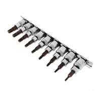 TONIXY Lot de 9 embouts à douille étoile à 5 points pour Torx, douille d'adaptateur de tournevis T10-T50, haute dureté en métal pour entretien automobile et domestique