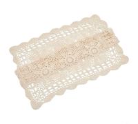 TONIXY Nappe carrée en dentelle de coton vintage faite à la main au crochet pour maison, salle à manger, café, hôtel, librairie, blanc, beige, style campagnard (60 cm, beige, 60 cm)