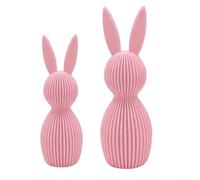 TONIXY Nordic Easter Decor Collection Figurines de lapin imprimées 3D, pour la maison sur les étagères, les tables ou les entrées avec motif rayé amusant (blanc, rose, noir, bleu) (rose)