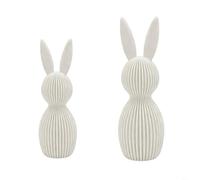 TONIXY Nordic Easter Decor Collection Figurines de lapin imprimées 3D, pour la maison sur les étagères, les tables ou les entrées avec motif rayé amusant (blanc, rose, noir, bleu) (blanc)